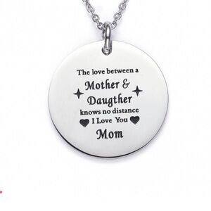New Silver Tone Mother & Daughter Round Pendant Charm Necklace